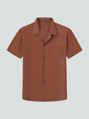 Loose Solid Color Casual Lapel Ordinary Short Sleeve Shirt Men - 808Lush