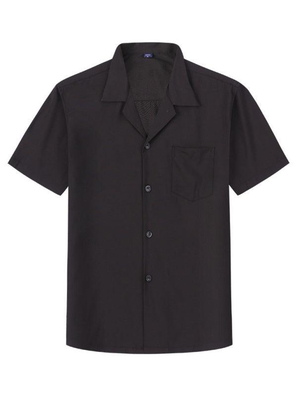 Loose Solid Color Casual Lapel Ordinary Short Sleeve Shirt Men - 808Lush