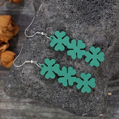 Lucky Clover Wooden Dangle Earrings - 808Lush