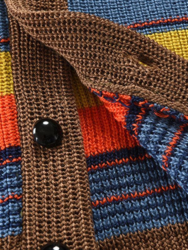 Men's Button Casual Color Striped Cardigan - 808Lush
