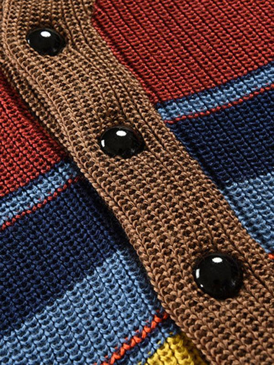 Men's Button Casual Color Striped Cardigan - 808Lush