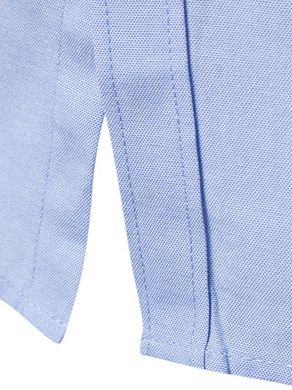 Men's Casual Slim Cotton Oxford Solid Color Large Size Bottom Shirt Long Sleeves - 808Lush