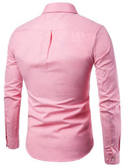 Men's Casual Slim Cotton Oxford Solid Color Large Size Bottom Shirt Long Sleeves - 808Lush