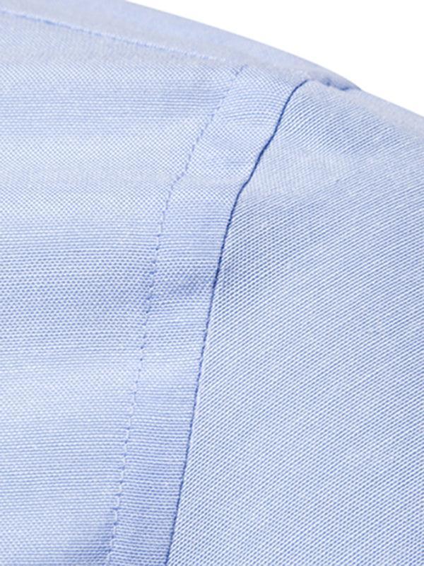 Men's Casual Slim Cotton Oxford Solid Color Large Size Bottom Shirt Long Sleeves - 808Lush