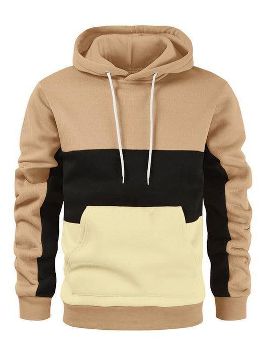 Men's Color Block Color Contrast Long Sleeve Hooded Sweatshirt - 808Lush