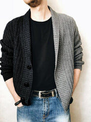 Men's Color Block Single Breasted Casual Knit Cardigan - 808Lush
