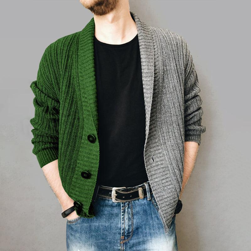 Men's Color Block Single Breasted Casual Knit Cardigan - 808Lush