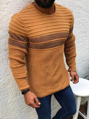 Men's Colorblock Stripe Casual Crew Neck Pullover - 808Lush