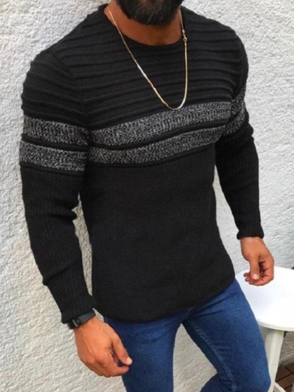 Men's Colorblock Stripe Casual Crew Neck Pullover - 808Lush