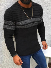 Men's Colorblock Stripe Casual Crew Neck Pullover - 808Lush
