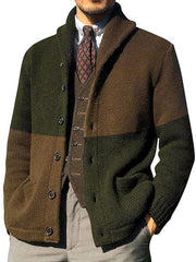 Men's Contrasting Color Block Button Long Sleeve Cardigan - 808Lush