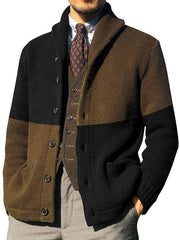 Men's Contrasting Color Block Button Long Sleeve Cardigan - 808Lush