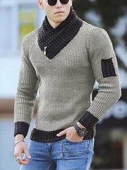 Men's Contrasting Color Stitching Scarf Business Casual Sweater - 808Lush