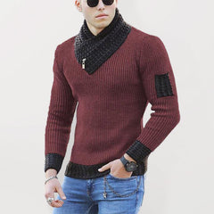 Men's Contrasting Color Stitching Scarf Business Casual Sweater - 808Lush