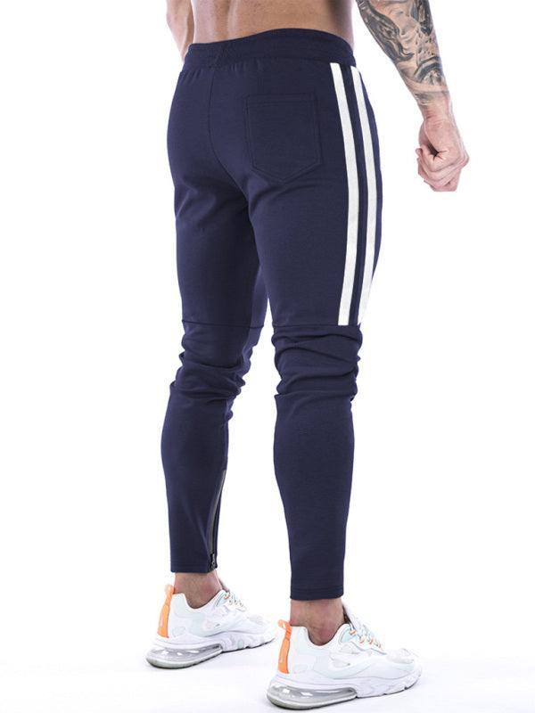 Men's Contrasting Stripe Zippered Training Sweatpants - 808Lush