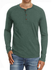 Men's Knitted Round Neck Button Long Sleeve T-Shirt - 808Lush