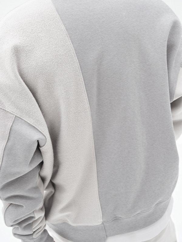 Men's Knitted Stitching Solid Color Casual Crew Neck Sweatshirt - 808Lush