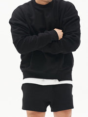 Men's Knitted Stitching Solid Color Casual Crew Neck Sweatshirt - 808Lush