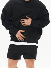 Men's Knitted Stitching Solid Color Casual Crew Neck Sweatshirt - 808Lush