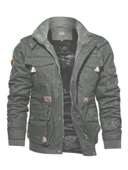Men's Mid-Length Loose Stand Collar Hooded Cotton Top Youth Men's Jacket - 808Lush