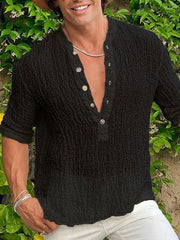 Men's Pure Color Street Fashion Casual Loose Cold Fold Shirt - 808Lush