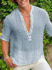 Men's Pure Color Street Fashion Casual Loose Cold Fold Shirt - 808Lush
