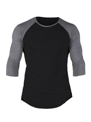 Men's Slim Three-quarter Sleeves Raglan T-Shirt Round Neck Contrasting Color Sports - 808Lush