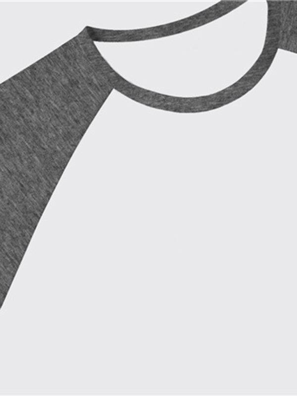 Men's Slim Three-quarter Sleeves Raglan T-Shirt Round Neck Contrasting Color Sports - 808Lush