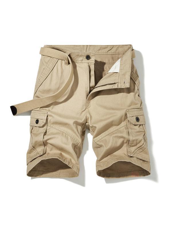 Men's Solid Color Casual Multi-Pocket Cargo Shorts（Without Belt） - 808Lush