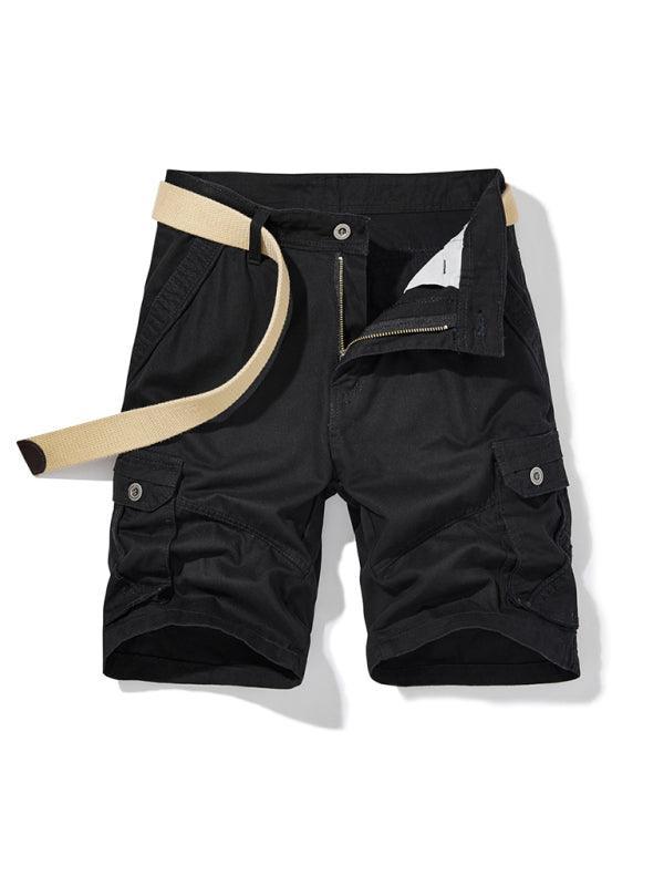 Men's Solid Color Casual Multi-Pocket Cargo Shorts（Without Belt） - 808Lush
