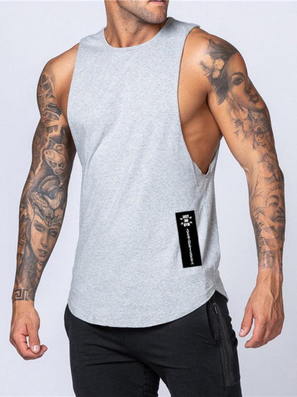 Men's Solid Color Round Neck Casual Breathable Slim Fit Sports Vest - 808Lush