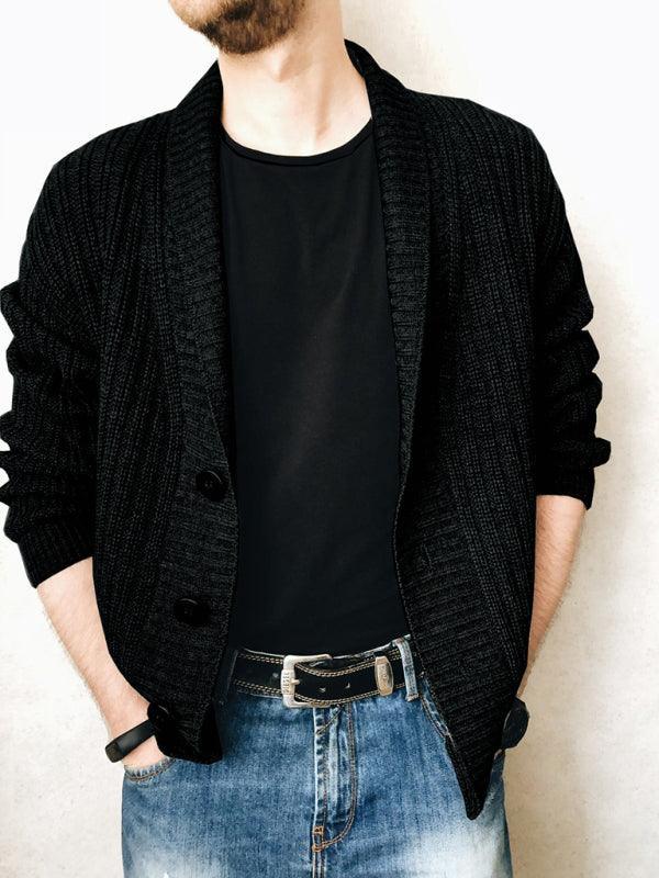 Men's Solid Color Single Breasted Casual Knit Cardigan - 808Lush
