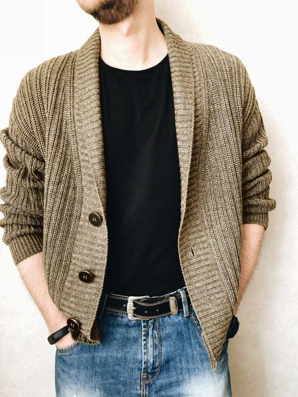 Men's Solid Color Single Breasted Casual Knit Cardigan - 808Lush