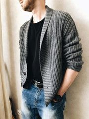 Men's Solid Color Single Breasted Casual Knit Cardigan - 808Lush