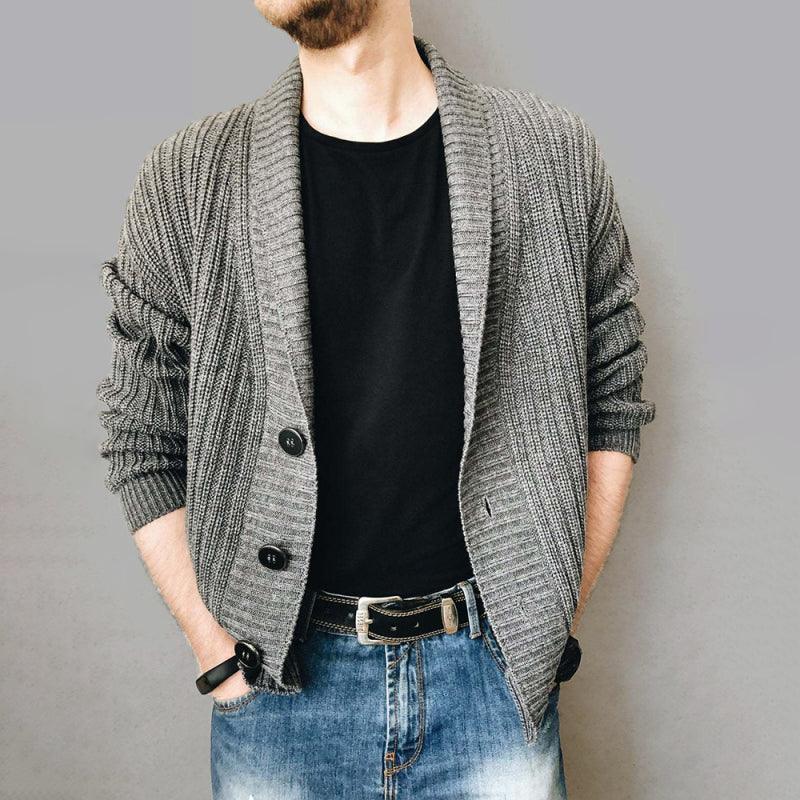 Men's Solid Color Single Breasted Casual Knit Cardigan - 808Lush