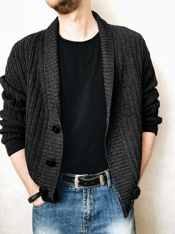 Men's Solid Color Single Breasted Casual Knit Cardigan - 808Lush