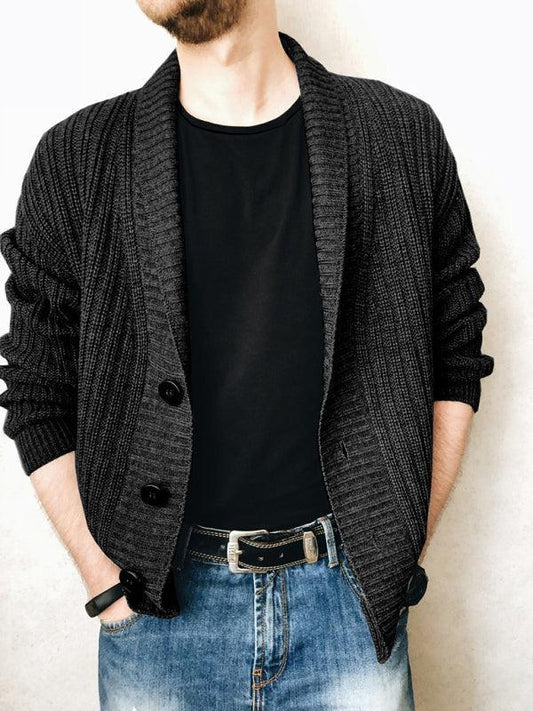 Men's Solid Color Single Breasted Casual Knit Cardigan - 808Lush