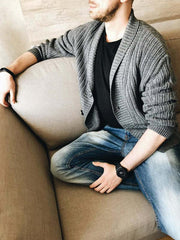 Men's Solid Color Single Breasted Casual Knit Cardigan - 808Lush