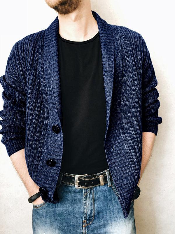 Men's Solid Color Single Breasted Casual Knit Cardigan - 808Lush