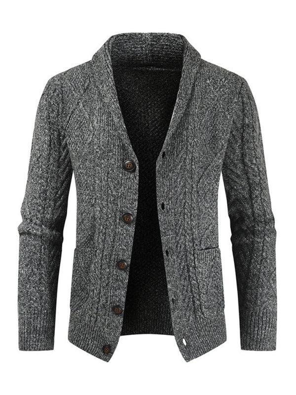 Men's Solid Color Single Breasted Casual Knit Cardigan - 808Lush