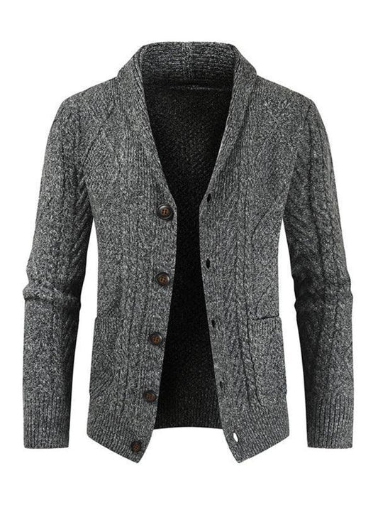 Men's Solid Color Single Breasted Casual Knit Cardigan - 808Lush