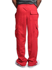 Men's Solid color elastic waist multi-pocket loose fit cargo pants - 808Lush