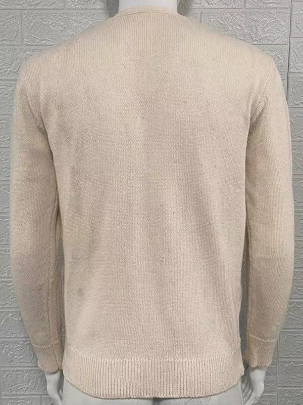 Men's V-neck long-sleeved slim cardigan jacket - 808Lush