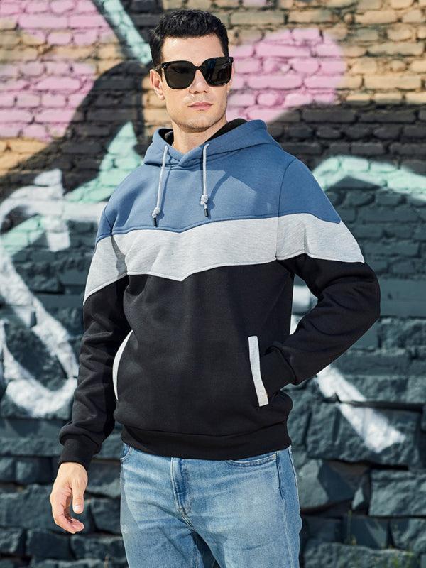 Men's casual color block and contrast fashion hooded sweatshirt - 808Lush