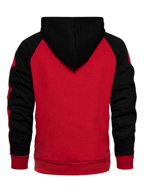 Men's casual contrasting color zipper cardigan hooded sweatshirt - 808Lush