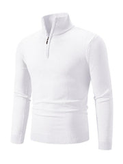 Men's casual solid color sweater half zipper pullover stand collar sweater - 808Lush