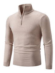 Men's casual solid color sweater half zipper pullover stand collar sweater - 808Lush