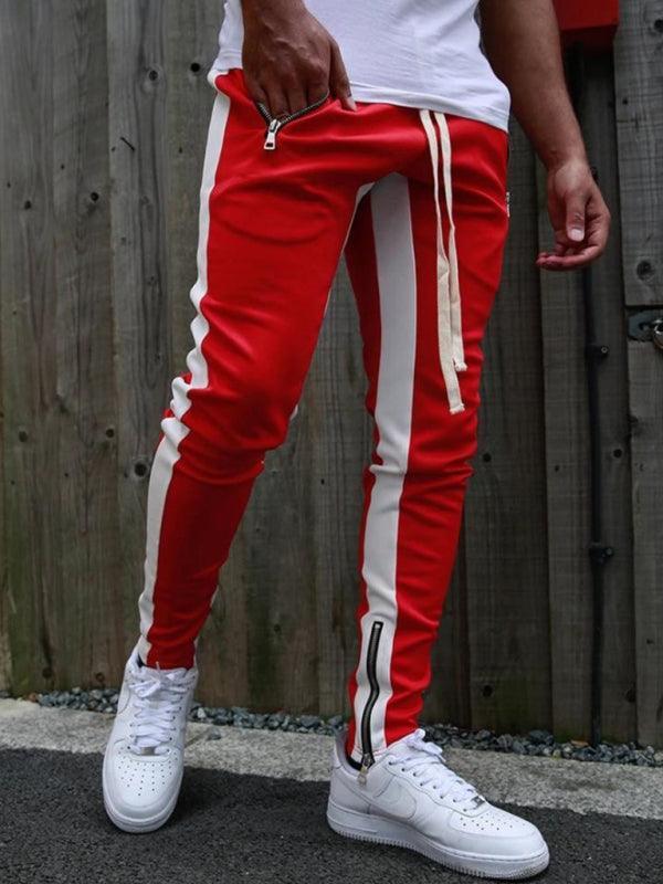 Men's color-block casual double-pocket multi-zipper sportspants - 808Lush