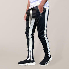 Men's color-block casual double-pocket multi-zipper sportspants - 808Lush