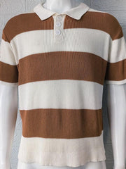 Men's color matching short -sleeved lapel Polo knitwear - 808Lush